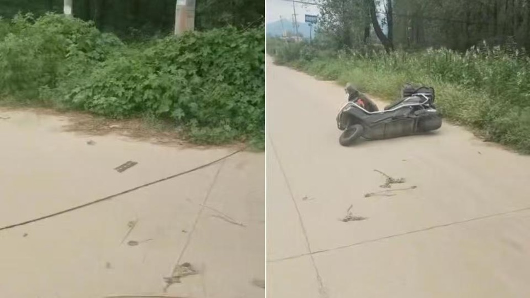 商砼车司机见路面不平好心补路后拉绳警示，村民骑车路过遭绳勒喉窒息死亡