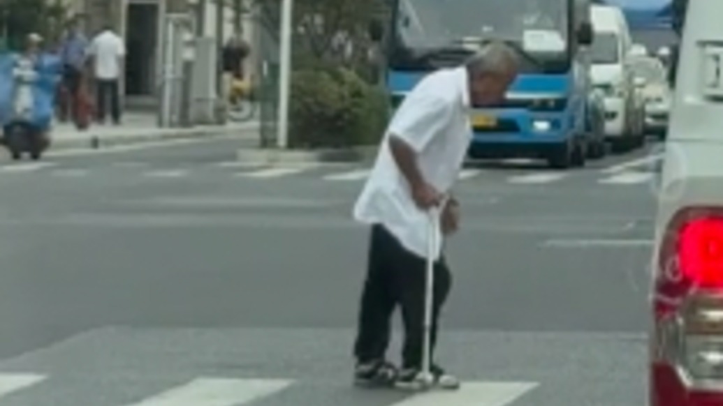 暖侬心|绿灯亮了但他们都没走,上海街头多辆汽车停下礼让行动不便老人