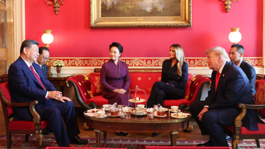 图讯｜习近平和彭丽媛同美国总统特朗普夫妇茶叙