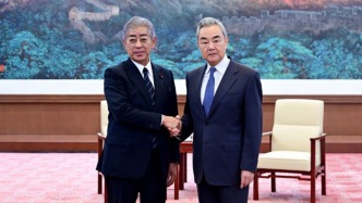 王毅会见日本国际贸易促进协会会长岩屋毅