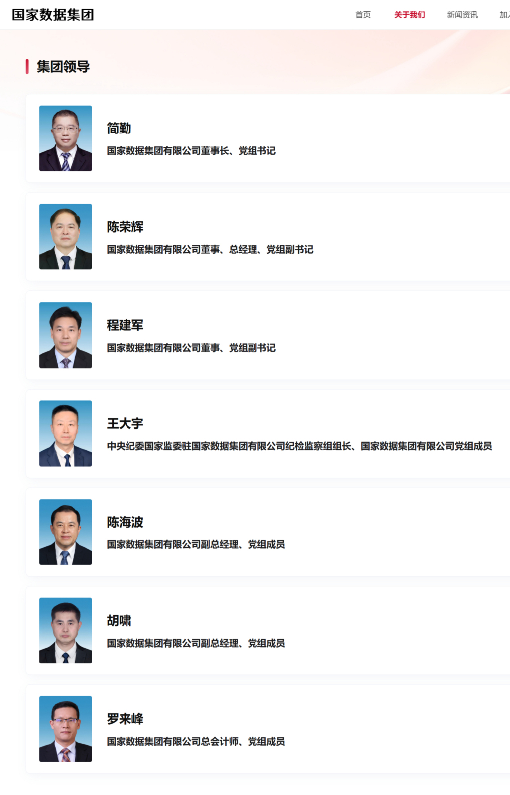 新央企国家数据集团官网上线,领导班子成员披露