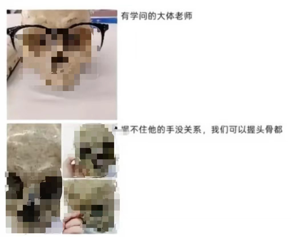 医学生把大体老师头骨当道具摆拍发朋友圈,长沙民政职业技术学院医学院通报