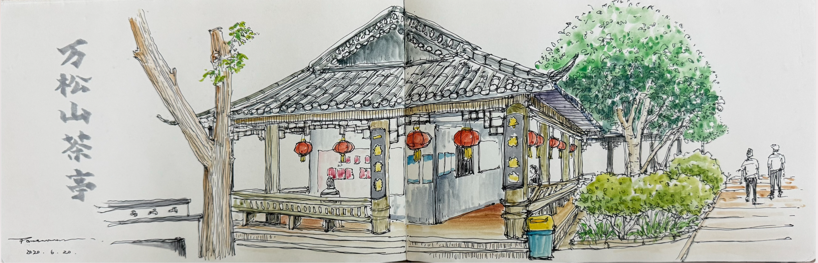 用视频的形式记录下了他寻找那些独特的风景建筑,并画下它们的过程