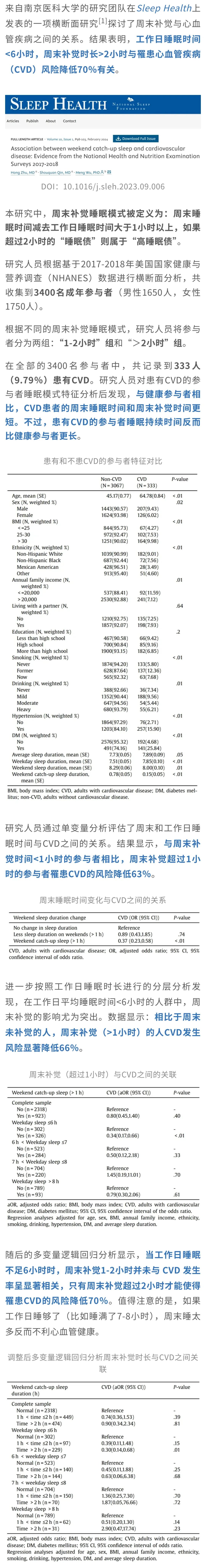 假期赖床补觉终于有理由了 心血管疾病风险降低70％