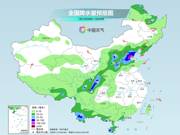 今天京津冀等地为降雨核心区，中东部将现大范围桑拿天