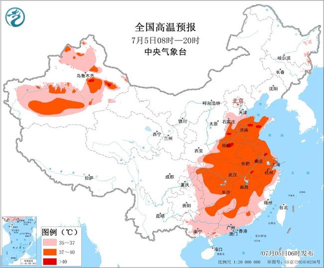 高温黄色预警：山东河南浙江苏皖等地局地最高温可达40℃以上