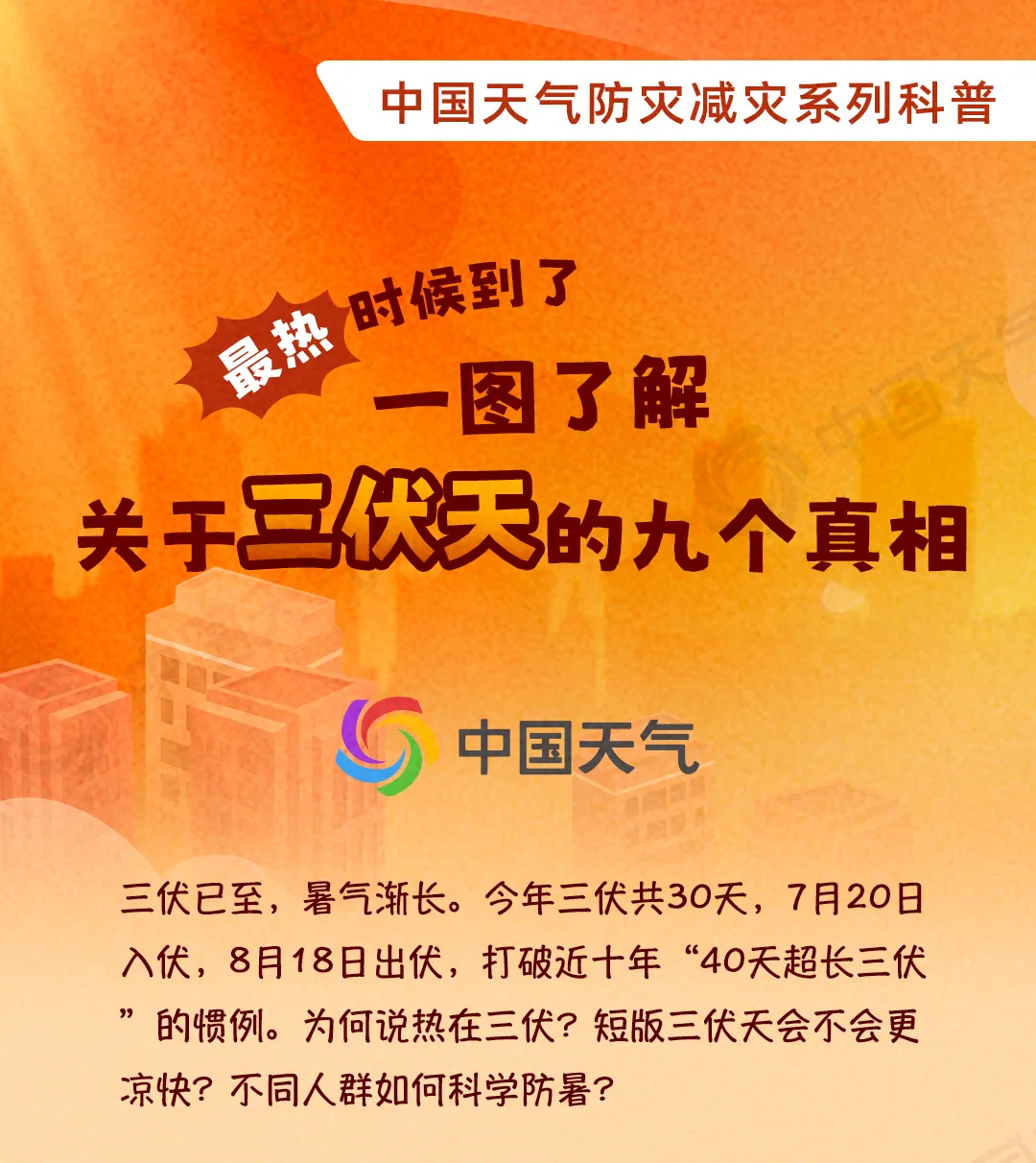 今日入伏！今年三伏仅30天会更凉快吗？一图了解9个真相