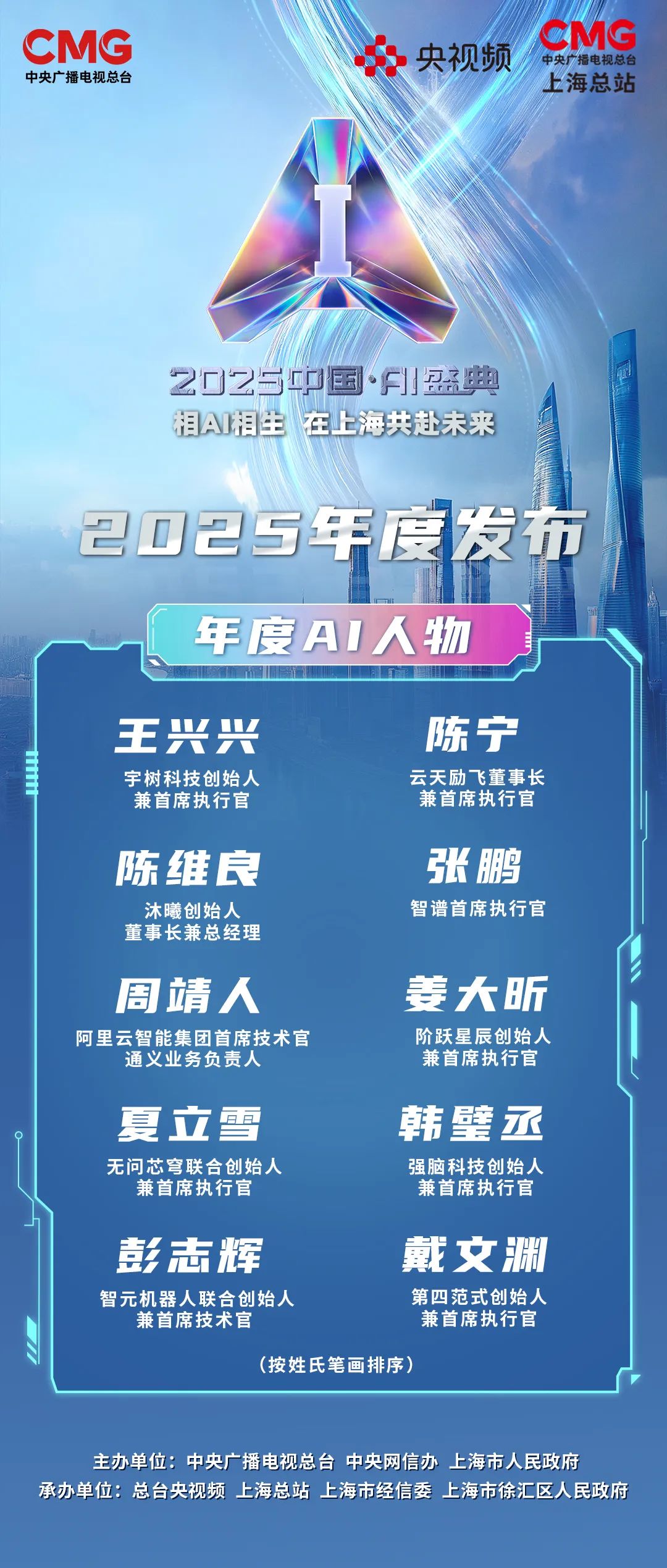“2025年度AI人物”重磅亮相!总台《2025中国·AI盛典》在沪举行