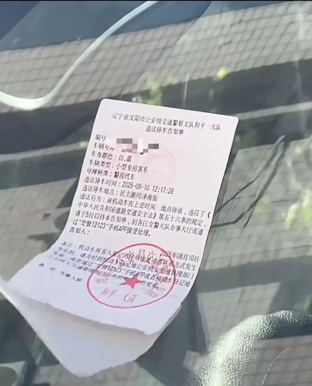 两警车违停被贴罚单,沈阳交警:罚款一百不扣分,与是否警车无关