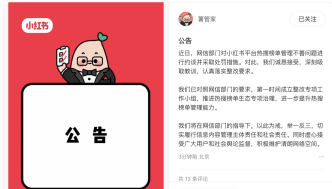 小紅書(shū)：認(rèn)真落實(shí)整改要求，推進(jìn)熱搜榜單生態(tài)專(zhuān)項(xiàng)治理