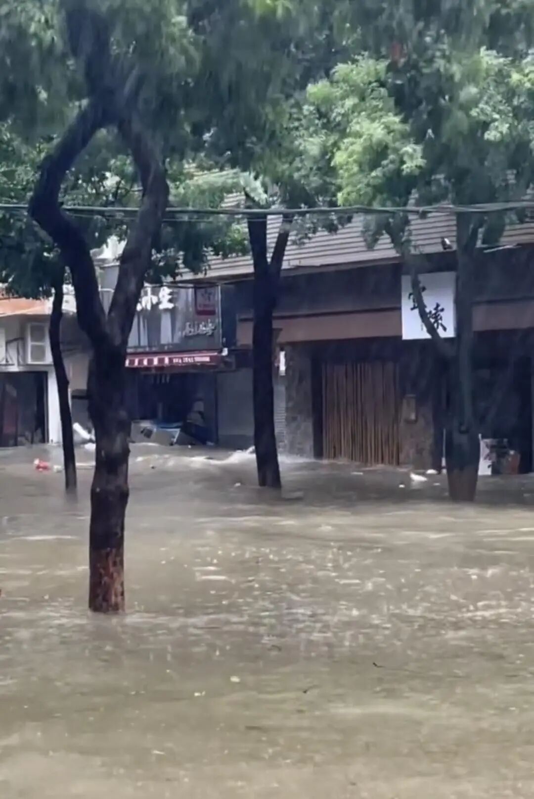 珠海一司机台风天驾车玩水造浪致多家店铺损失，警方已传唤