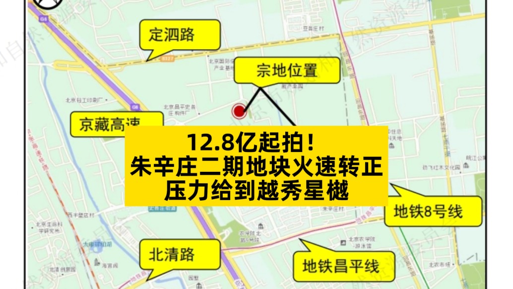 12.8亿起拍,朱辛庄二期地块火速转正