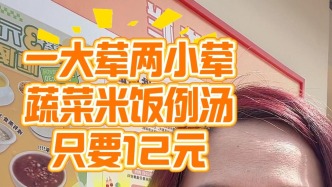 一大葷兩小葷蔬菜米飯例湯，只要12元