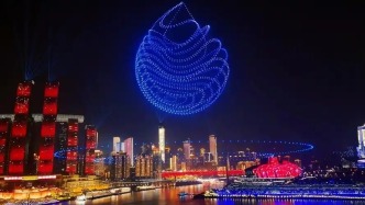 山東省德州市樂(lè)陵影視城大型無(wú)人機(jī)燈光秀表演，太美了