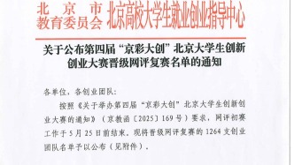 第四屆“京彩大創(chuàng)”北京大學(xué)生創(chuàng)新創(chuàng)業(yè)大賽網(wǎng)評(píng)初賽晉級(jí)名單公布