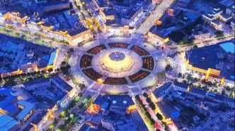 航拍新疆八卦城，夜景很美