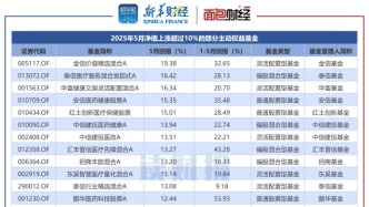 【读财报】主动权益基金5月表现：医药基金领涨