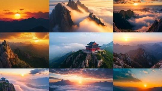 航拍泰山美景：日出日落云海