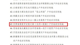 國家首批高質量戶外運動目的地建設地區名單發布｜酒泉1個目的地入列