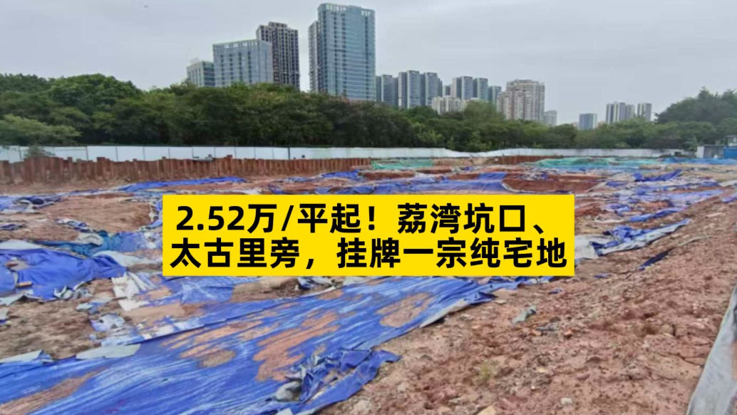 2.52萬/平起，荔灣坑口、太古里旁掛牌一宗純宅地