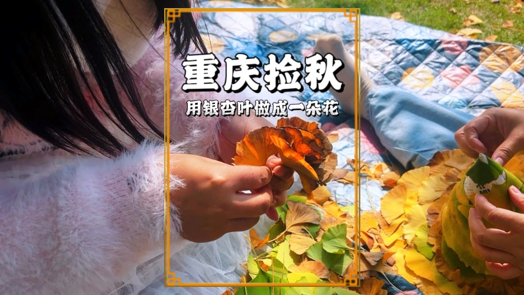重庆捡秋：拾起银杏叶作成玫瑰花，定格落叶之美，充满秋日仪式感