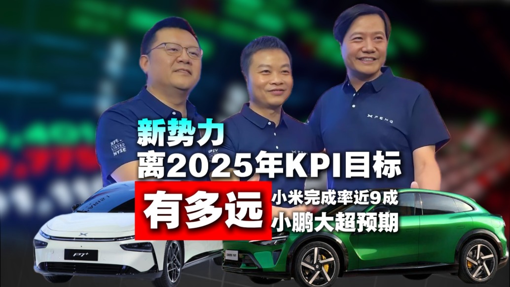 新勢力離2025年KPI目標(biāo)有多遠(yuǎn)？小米完成率近9成，小鵬大超預(yù)期