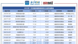 【讀財(cái)報(bào)】主動權(quán)益基金11月表現(xiàn)：20余只產(chǎn)品凈值上漲超5%