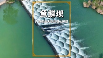 冬游廣西崇左，航拍鄉(xiāng)村水壩，壩體呈魚(yú)鱗狀，成熱門(mén)網(wǎng)紅打卡地