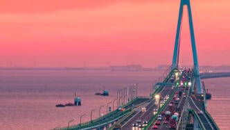 最美夜晚，杭州灣跨海大橋晚霞