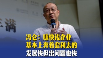 馮侖：賺快錢企業(yè)基本上奔著套利去的，發(fā)展快但出問題也快