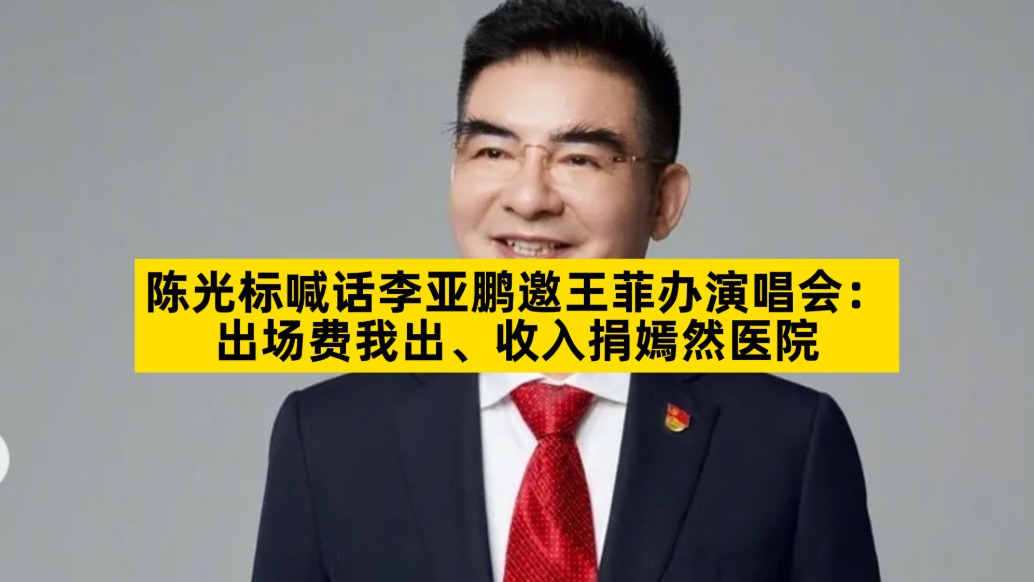 陳光標喊話李亞鵬邀王菲辦演唱會：出場費我出，收入捐嫣然醫(yī)院