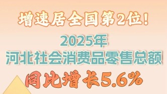 增速居全國第2位！2025年河北社會消費品零售總額同比增長5.6%