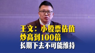 王文：小股票估值炒高到100倍，长期下去不可能维持
