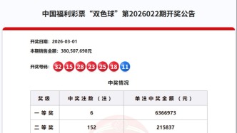 双色球今晚开奖，奖池26.52亿余元