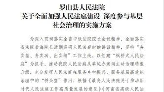 聚力“強基賦能”，實現(xiàn)五個“100%”——羅山縣法院出臺《實施方案》全面加強人民法庭建設