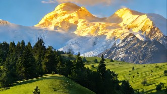 天山天池，山在天上，池在山中