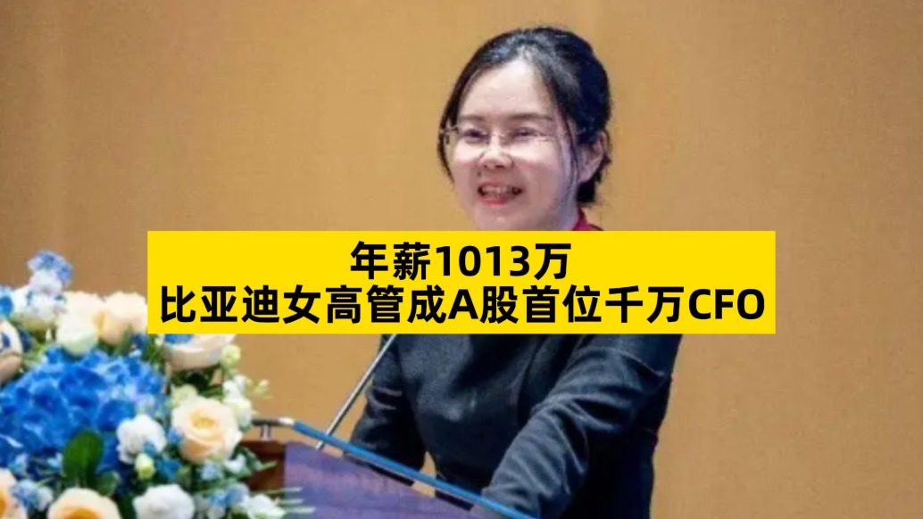 年薪1013万，比亚迪女高管成A股首位千万CFO