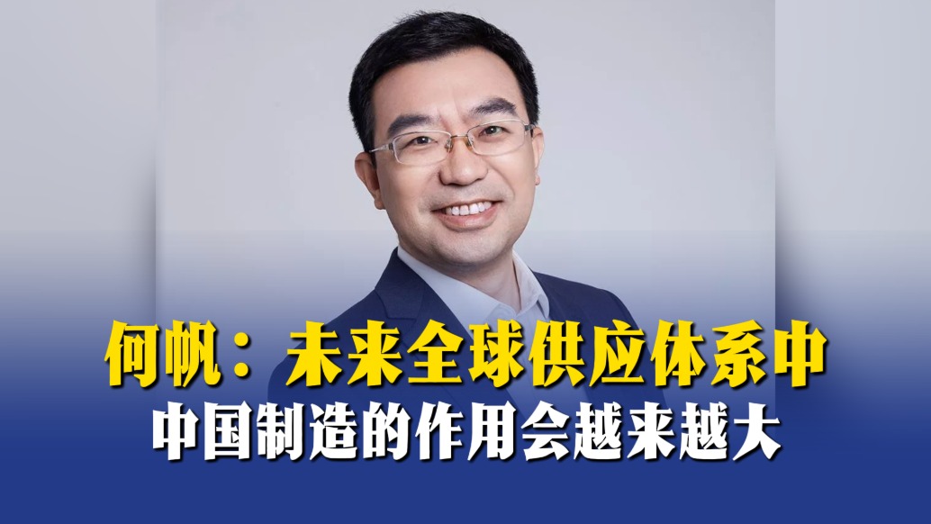 何帆：未来全球供应体系中，中国制造的作用会越来越大