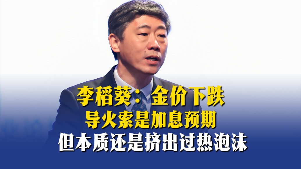 李稻葵：金价下跌导火索是加息预期，但本质还是挤出过热泡沫