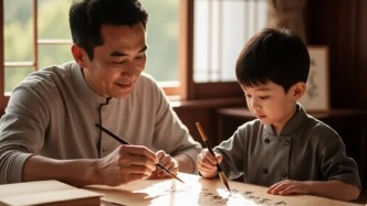 5岁孩子沉迷手机，我用一支毛笔，改变了他