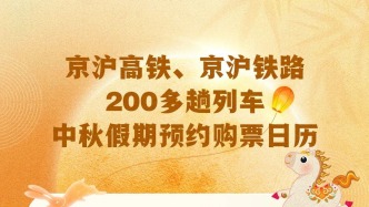 京沪高铁、京沪铁路中秋车票今起可预约