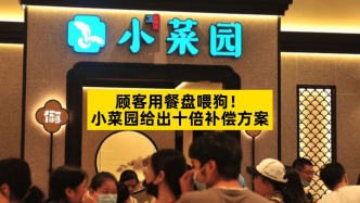 顾客用餐盘喂狗，小菜园给出十倍补偿方案