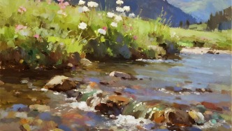 画作赏析｜清溪逐光，笔墨藏山河 —— 赏金春鹤油画作品