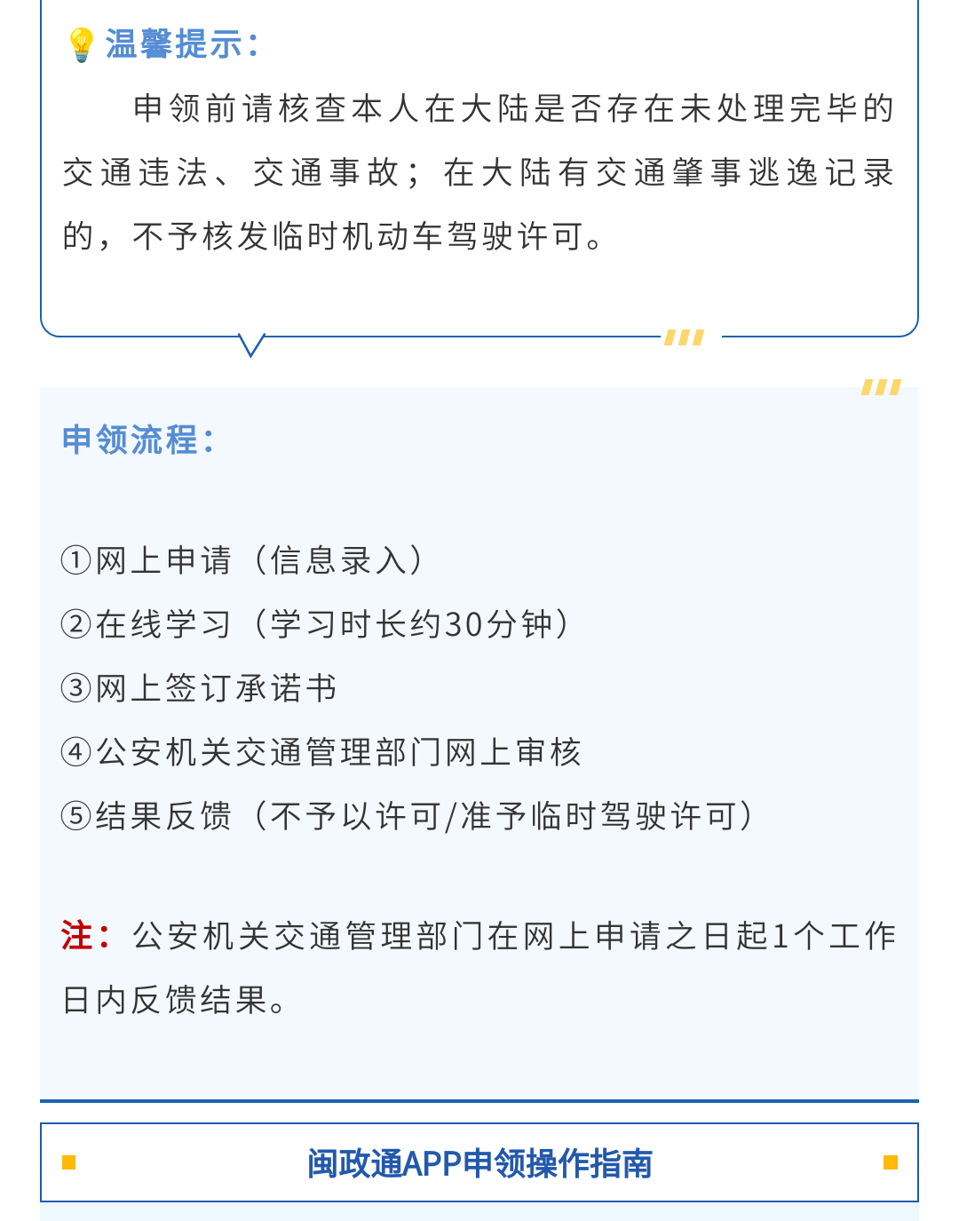 台胞朋友看过来！在福建想开车，临时驾照超好办！线上就能申请