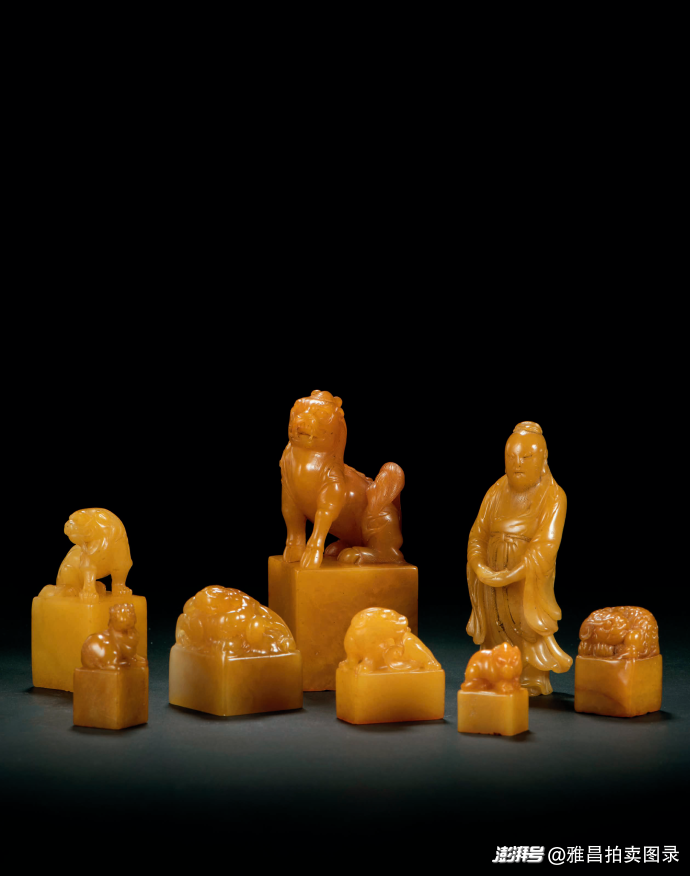 送料無料●寿山 黄皮　田黄 印材4本●中国　古道具　