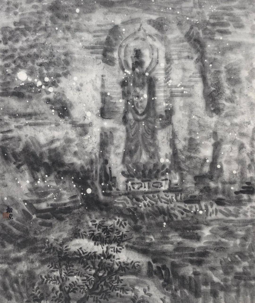 曹广《梦佛》：当山水遇见石窟，为何画佛不画“佛相”？