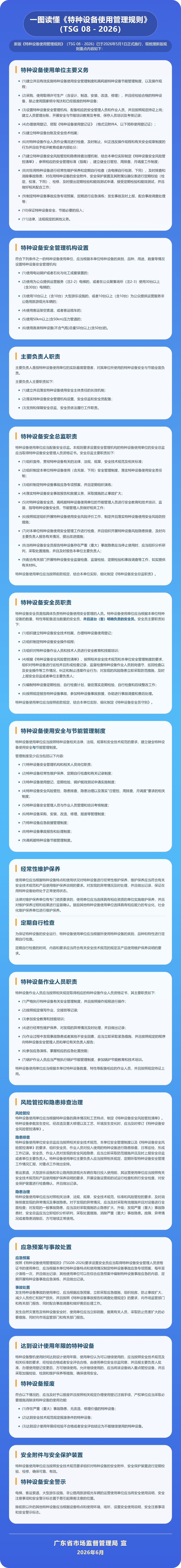 新版《特种设备使用管理规则》已实施，一图读懂→