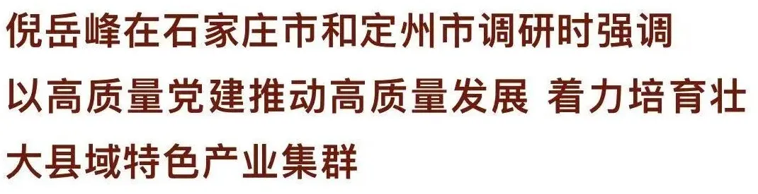 倪岳峰在石家庄市和定州市调研