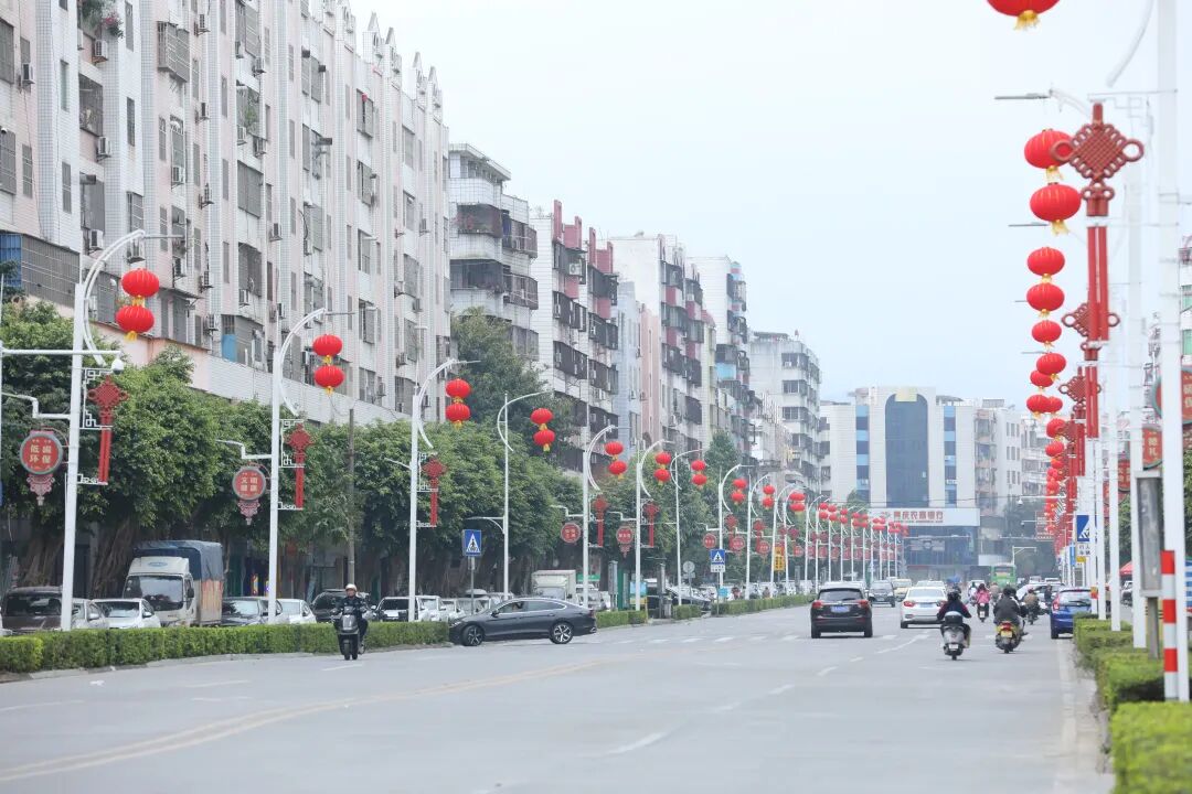 焕新亮相！德庆康城大道升级六车道！贡柑路灯点亮小城夜色
