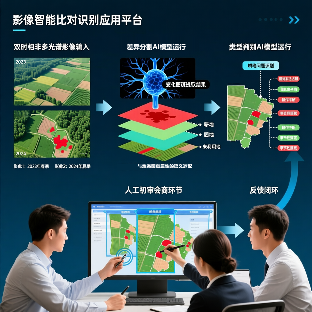 与地类图斑属性进行语义融合,运行类型判别ai模型,自动识别出耕地的
